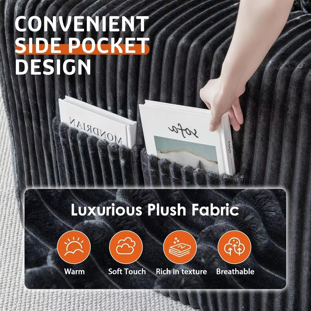 Modern 110'' L-Shape Sectional Sofa with Chaise Deep Seat Boneless Design Couch Bed for Living Room Modular Furniture