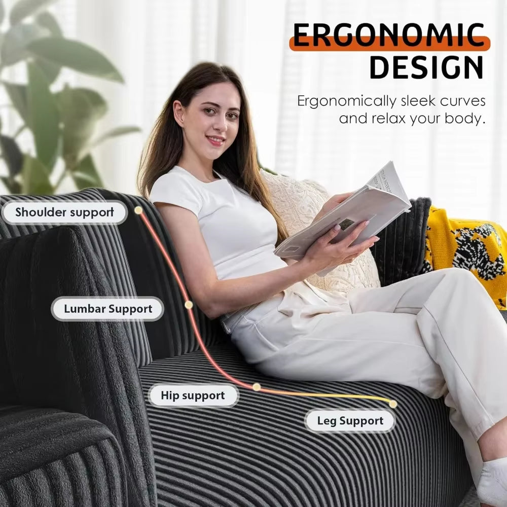 Modern 110'' L-Shape Sectional Sofa with Chaise Deep Seat Boneless Design Couch Bed for Living Room Modular Furniture