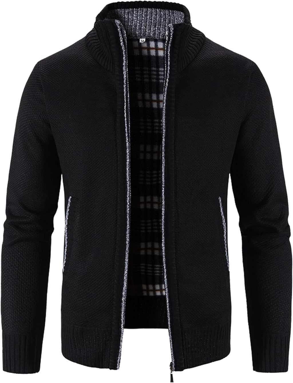 Men'S Casual Full Zip Slim Thick Knitted Cardigan Sweaters with Pockets