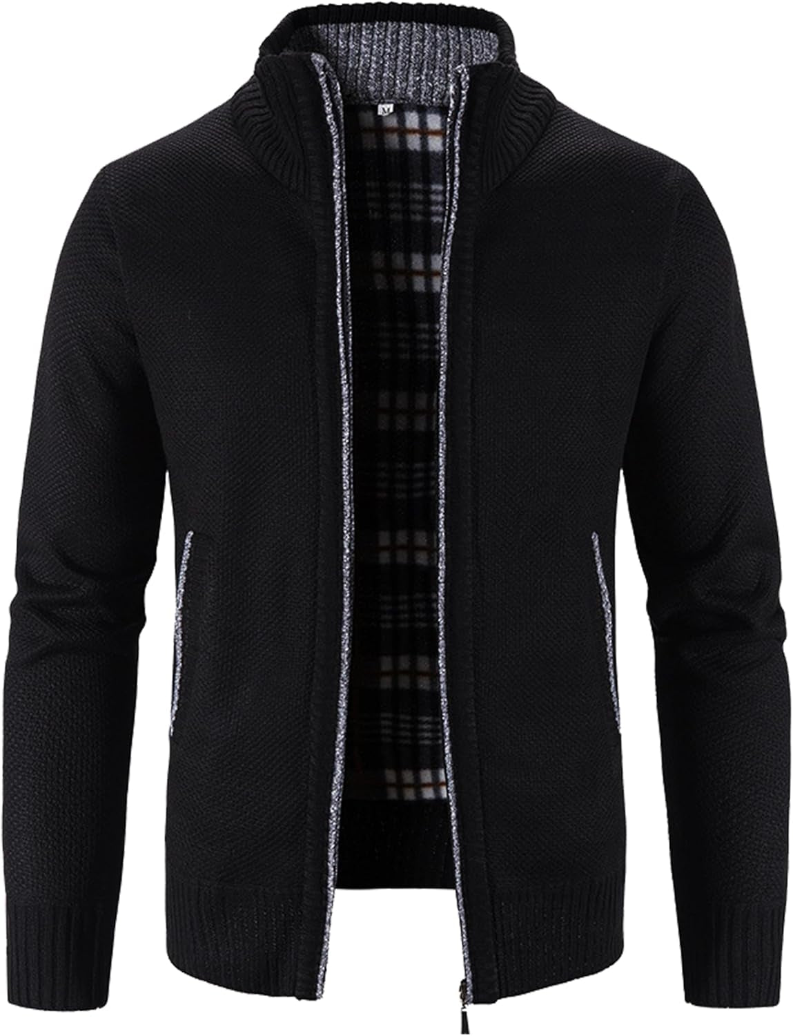 Men'S Casual Full Zip Slim Thick Knitted Cardigan Sweaters with Pockets